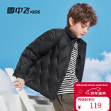 雪中飞童装儿童羽绒服秋冬新款男童中大童女童网格衬衫式轻薄羽绒服 黑色 120