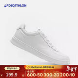 迪卡侬板鞋男秋透气低帮仿皮休闲鞋防泼水小白鞋黑色运动鞋5411504