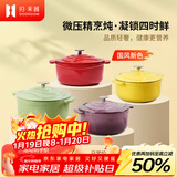 归.禾器珐琅锅多彩铸铁锅微压多功能炖锅电磁炉通用搪瓷锅平底家用汤锅 浅草绿22cm3.3L