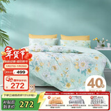 富安娜家纺床上四件套纯棉 100%全棉床单 双人加大床品 被套230*229cm