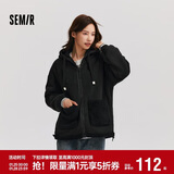 森马（Semir）森马外套女仿羊羔毛摇粒绒双面穿连帽重磅夹克24新款109724108002