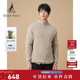 beanpole【新年礼物】含山羊绒  男士商务休闲风时尚运动针织长袖圆领毛衣 米色 M 175/92A