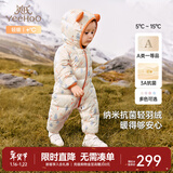 英氏（YEEHOO）儿童羽绒服秋冬纳米抗菌轻薄款婴儿羽绒服连体衣超韧绒 林中雪人 80 cm-充绒量44g-建议9-18个月