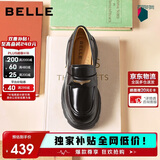 百丽女鞋乐福鞋女英伦小皮鞋25秋新通勤单鞋JD007CM5 黑色-亮面 37