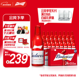 百威啤酒经典淡色拉格355ml*24瓶整箱装新旧包装京东自营新年送礼