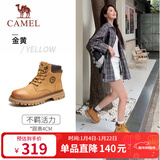 骆驼（CAMEL）王俊凯同款马丁靴高帮秋户外工装大黄靴情侣 GF122W7790 金黄 38