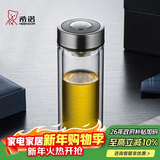 希诺（heenoor）双层玻璃杯高档商务办公车载水杯男家用透明泡茶杯子 345mL