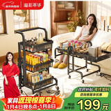 溢彩年华免安装置物架厨房加厚落地多层小推车折叠移动收纳储物零食架6800