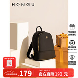 红谷（HONGU）包包双肩包女新款大容量女士双肩包休闲旅行包新年礼物 漆黑