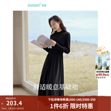 茵曼（INMAN）2025秋冬女装新款灯芯绒连衣裙新品长袖休闲针织礼服中长裙子 午夜黑-18348357H1 M