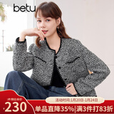 百图betu女装春季新款短外套高级感小香风长袖毛呢外套女2401T40 黑色 S