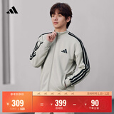 adidas经典休闲三条纹长袖套装男女秋季阿迪达斯官方轻运动   珍珠烟灰(推荐选大一码)   L