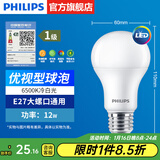 飞利浦（PHILIPS）LED灯泡节能灯超大球泡光源E27大螺口灯饰电灯泡替换白炽灯超亮 1级能效-优视型12W6500K E27螺口