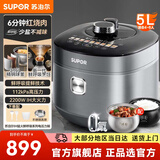 苏泊尔（SUPOR） 电压力锅电高压锅 智能家用球釜双胆IH猛火电磁加热电饭煲鲜呼吸不锈钢内胆 0氟内胆 5L 【6分钟红烧肉】