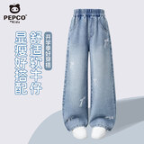 小猪班纳（PEPCO）女童牛仔裤春秋长裤中大童洋气牛仔直筒裤显高显瘦 蝴蝶结  170