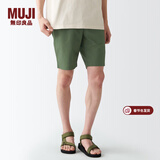 MUJI MUJI 男式 棉水洗府绸 短裤休闲短裤男款夏季纯棉全棉AED14A2S 卡其绿 M