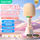 索爱（soaiy）MC73AI带底座 话筒音响一体麦克风家用无线蓝牙全民唱歌k歌宝儿童家庭直播ktv单话筒油彩白