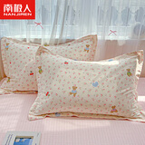 南极人全棉枕套48x74cm一对家用纯棉高级高支高密斜纹枕头套单人枕芯套 小熊慕斯【48x74cm/一对装】