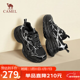骆驼（CAMEL）银月户外复古老爹鞋厚底休闲鞋 L24A283742 黑/银 39