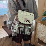 梵昇昱双肩包日系格纹JK制服学院风女薄巧色背包大学生上课书包通勤礼物 蝴蝶结格纹双肩包【薄巧色】