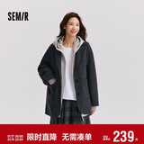 森马（Semir）外套女中长款西装领通勤宽松2024冬含羊毛双面呢夹克109724108021