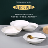 泰鑫兴8英寸20.3厘米4只装釉下彩陶瓷家用盘餐盘深盘汤盘菜盘 竹韵