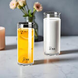 希诺单层玻璃杯啤酒杯水杯泡茶杯牛奶杯家用办公耐高温加厚凉水杯套装 445ml-9913情侣两只装