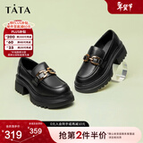他她（TATA）英伦厚底jk乐福鞋女鞋黑色学院小皮鞋浅口单鞋子GOK02AA4 黑色 36