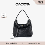 GROTTO个乐流浪包中号子母包托特松弛感通勤斜挎单肩包新年礼物 经典黑 小号