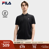 FILA 斐乐t恤短袖男士POLO衫男装2025夏季新款时尚休闲基础上衣短袖衫 正黑色-BK L 175/96A/L