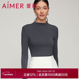 爱慕保暖内衣女长袖上衣秋季打底半高领牛奶绒绒AM726652灰165