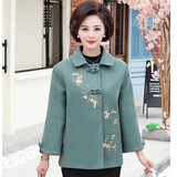 俞兆林中老年女装秋冬装呢大衣妈妈装毛呢外套开衫老年人衣服 Y54C277