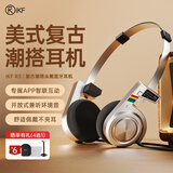 iKF R3复古小头戴式耳机无线蓝牙经典美式街头摇滚风轻潮街拍合拍搭子拍照穿搭美拉德日韩koss高斯 酷银-美式复古+小巧便携收纳 标配 支持APP+60小时续航