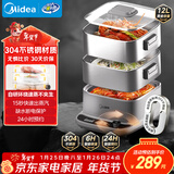 美的（Midea）电蒸锅电煮锅电火锅多功能锅家用电热锅304不锈钢蒸魔方mini大容量多用途锅MZ-ZGC2323ZD88