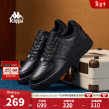 Kappa卡帕男鞋板鞋男冬季新款厚底小白鞋子男百搭休闲鞋情侣跑步运动鞋 黑色 35