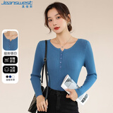 真维斯（Jeanswest）针织女圆领长袖打底衫女春夏内搭洋气修身显瘦外穿蓝色均码