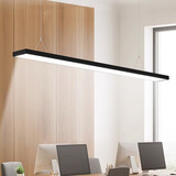 亮源方办公室吊灯LED长条灯会议教室超市吊线灯具商业写字楼健身房照明 黑色120*7cm 28W高亮白光