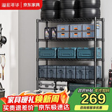 溢彩年华 置物架落地多层仓储货架层架家用阳台储物架厨房收纳架子2805BK