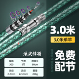 浪尖悍将浪尖悍将海竿抛竿钓鱼竿套装组合鲢鳙全套特价超硬大物远投竿海杆 3m 裸竿（自带地插）
