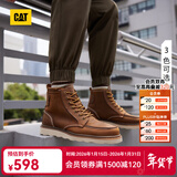 卡特（CAT）马丁靴工装靴男鞋经典款BRAVADO轻户外复古时尚牛皮面机车靴子男 浅棕P724049 40