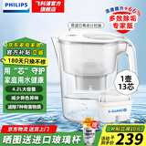 飞利浦（PHILIPS）净水壶 滤水壶 过滤水壶 净水器 厨房自来水过滤器 滤水器 过滤器滤芯 便携净水杯 AWP2814 【1壶13芯】 AWP2814白 年度套餐