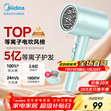 美的（Midea）5亿等离子护发电吹风 家用负离子护发吹风筒 1800W大功率便携吹风机 FJ308绿 新年礼物 生日礼物