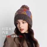 卡蒙（Kenmont）加厚加绒保暖毛线帽女秋冬防风防寒百搭毛球帽子大头围针织帽9498