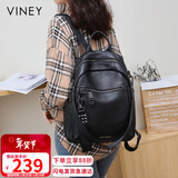 viney牛皮双肩包女大容量高颜值书包旅游轻便旅行包背包生日情人节礼物