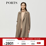 PORTS 宝姿秋冬新品优雅长袖中长大衣ALM9C024NZF078 驼色 M (6)