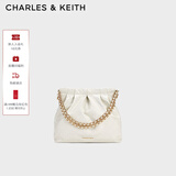 CHARLES&KEITH链条单肩腋下托特包流浪包包女包女友生日新年礼物CK2-20671559 【M号】White白色 M