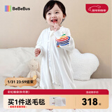 bebebus婴儿睡袋春秋冬儿童恒温分腿连体睡衣宝宝四季通用防踢被夹棉S码