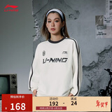 李宁加绒保暖套头卫衣男女同款冬季抗静电抗菌运动上衣AWDVC87