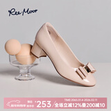 reemoor红色粗跟新娘婚鞋女大码女鞋中跟漆皮单鞋百搭高跟鞋睿慕 裸色瘦脚建议拍小一码4.5cm根 40