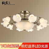 格蕴美式吊灯简约大气客厅灯欧式田园古铜餐厅卧室灯北欧复古灯具 青古铜色10头*全光谱护眼